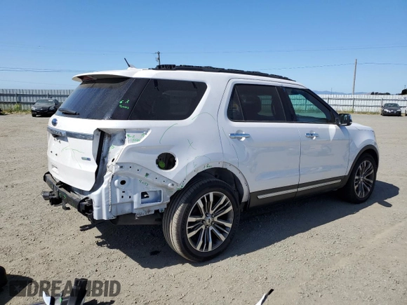 2018 Ford Explorer Platinum with VIN 1FM5K8HT0JGB57111, listed as a Copart auction lot 58837685 with 106,845 mi miles and Salvage title. Bid and sale history available at DreamBid. Image 3.