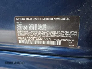2016 BMW 3 Series 320i with VIN WBA8A9C57GK616589, listed as a IAAI auction lot 41938917 with 77,264 mi miles. Bid and sale history available at carsss.com. Image 9.