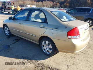 2009 Kia Spectra EX with VIN KNAFE222595666726, listed as a IAAI auction lot 40677796 with 25,305 mi miles. Bid and sale history available at carsss.com. Image 3.