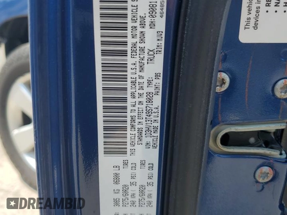 2009 Dodge 1500 Laramie z VIN 1D3HV13T49S718028, wystawiony jako Copart lot #60414655 z przebiegiem 102 436 mil mil oraz Szkoda całkowita • Salvage title. Historia ofert i sprzedaży dostępna na DreamBid. Obrazek 13.