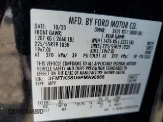 2023 Ford Mustang Mach-E Premium с VIN 3FMTK3SU6PMA98088, выставлен на аукционе Copart как лот 59276155 с пробегом 30 486 миль миль и На запчасти • Non repairable. История ставок и продаж доступна на DreamBid. Изображение 14.