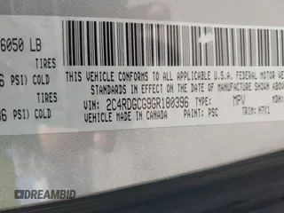 2016 Dodge Grand Caravan SXT with VIN 2C4RDGCG9GR180396, listed as a IAAI auction lot 41921312 with 130,256 mi miles and . Bid and sale history available at DreamBid. Image 9.