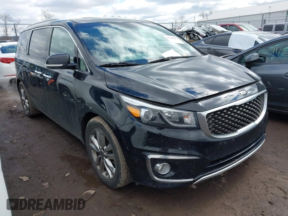 2016 Kia Sedona SX-L with VIN KNDME5C16G6148150, listed as a IAAI auction lot 41744207 with 102,696 mi miles. Bid and sale history available at carsss.com. Image 1.
