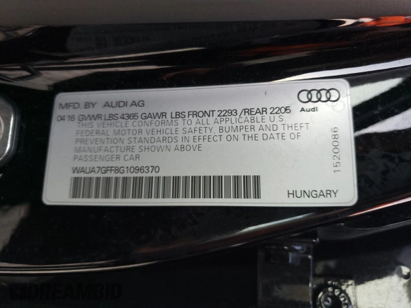 2016 Audi A3 1.8T Premium with VIN WAUA7GFF8G1096370, listed as a Copart auction lot 72753993 with 30,817 mi miles. Bid and sale history available at carsss.com. Image 12.