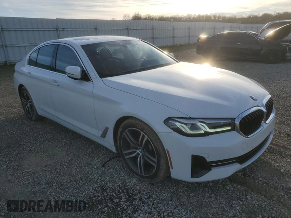 2021 BMW 5 Series 530i xDrive with VIN WBA13BJ09MWW90983, listed as a Copart auction lot 46857235 with 34,831 mi miles and Salvage Title. Bid and sale history available at carsss.com. Image 4.