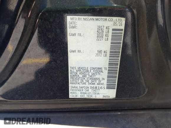 2016 Nissan Altima SR z VIN 1N4AL3AP1GN368165, wystawiony jako IAAI lot #41741634 z przebiegiem 220 782 mil mil oraz . Historia ofert i sprzedaży dostępna na DreamBid. Obrazek 9.