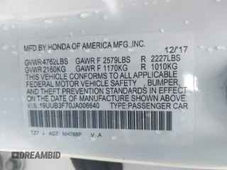 2018 Acura TLX w/Advance Pkg with VIN 19UUB3F70JA006640, listed as a IAAI auction lot 41706149 with 156,763 mi miles. Bid and sale history available at carsss.com. Image 9.
