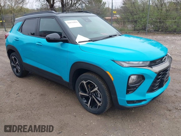 2021 Chevrolet TrailBlazer RS with VIN KL79MUSL4MB080470, listed as a IAAI auction lot 42076884 with 27,420 mi miles and . Bid and sale history available at DreamBid. Image 1.
