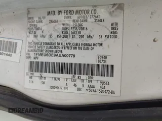 2010 Ford Explorer XLT z VIN 1FMEU6DE9AUA00779, wystawiony jako IAAI lot #42341409 z przebiegiem 146 967 mil mil oraz . Historia ofert i sprzedaży dostępna na DreamBid. Obrazek 9.