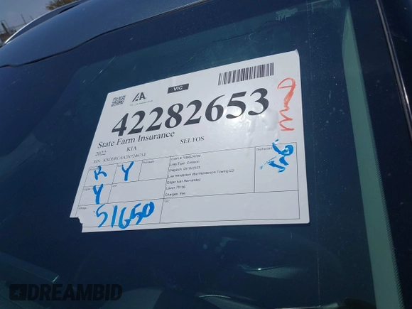 2022 Kia Seltos EX z VIN KNDERCAA2N7246714, wystawiony jako IAAI lot #42282653 z przebiegiem 51 650 mil mil oraz . Historia ofert i sprzedaży dostępna na DreamBid. Obrazek 17.