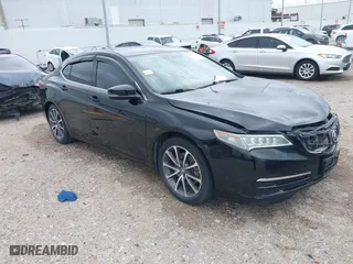 2015 Acura TLX V6 Tech with VIN 19UUB2F50FA019114, listed as a IAAI auction lot 41933324 with 108,583 mi miles. Bid and sale history available at carsss.com. Image 1.
