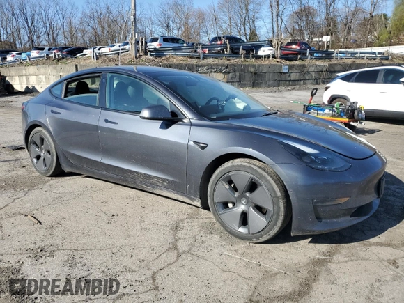 2021 Tesla Model 3 Long Range with VIN 5YJ3E1EB0MF055540, listed as a Copart auction lot 52463345 with 59,206 mi miles and Salvage Title. Bid and sale history available at DreamBid. Image 4.
