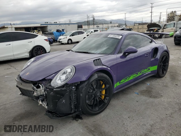 2016 Porsche 911 GT3 RS with VIN WP0AF2A99GS193209, listed as a Copart auction lot 51185225 with 8,083 mi miles and Salvage Title. Bid and sale history available at carsss.com. Image 1.