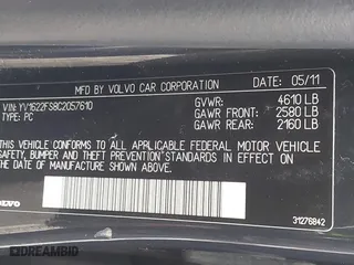 2012 Volvo S60 T5 with VIN YV1622FS8C2057610, listed as a IAAI auction lot 42017112 with 196,984 mi miles. Bid and sale history available at carsss.com. Image 9.