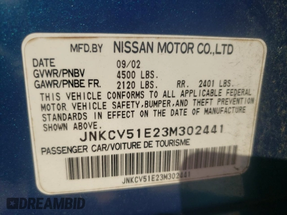 2003 Infiniti G35 w/Leather with VIN JNKCV51E23M302441, listed as a Copart auction lot 44156175 with 173,387 mi miles and Salvage Title. Bid and sale history available at carsss.com. Image 12.