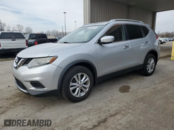 2015 Nissan Rogue SV with VIN KNMAT2MVXFP570343, listed as a Copart auction lot 53054755 with 190,035 mi miles and Clean Title. Bid and sale history available at carsss.com. Image 1.