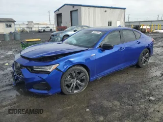 2021 Acura TLX w/A-Spec Package with VIN 19UUB5F59MA008532, listed as a Copart auction lot 46647805 with 17,468 mi miles and Salvage Title. Bid and sale history available at carsss.com. Image 1.