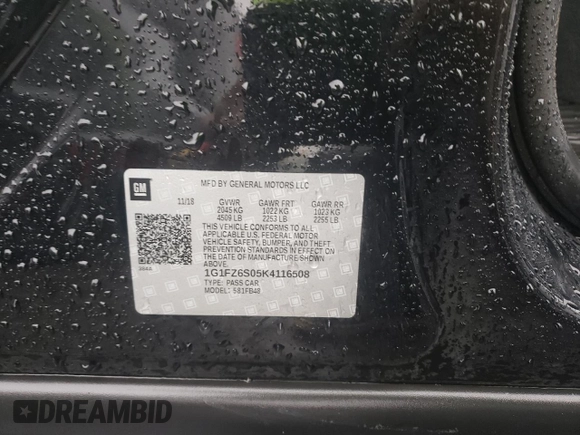 2019 Chevrolet Bolt EV Premier with VIN 1G1FZ6S05K4116508, listed as a Copart auction lot 70057842 with 25,207 mi miles. Bid and sale history available at carsss.com. Image 12.