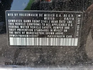 2019 Volkswagen Jetta S with VIN 3VWC57BU6KM243297, listed as a Copart auction lot 59267335 with 74,775 mi miles and Salvage title. Bid and sale history available at DreamBid. Image 13.