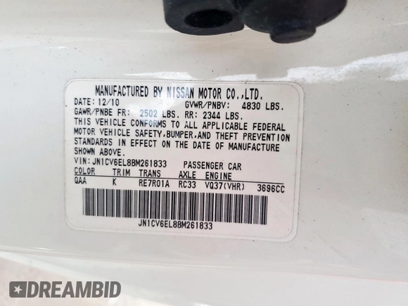 2011 Infiniti G37 Coupe x with VIN JN1CV6EL8BM261833, listed as a Copart auction lot 50382715 with 159,872 mi miles and Non Repairable. Bid and sale history available at carsss.com. Image 13.