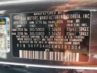 2021 Kia Telluride EX with VIN 5XYP34HCXMG181314, listed as a Copart auction lot 56170945 with 81,425 mi miles and Non repairable. Bid and sale history available at DreamBid. Image 14.