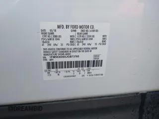 2018 Ford Explorer XLT с VIN 1FM5K8D8XJGB73785, выставлен на аукционе IAAI как лот 42380604 с пробегом 84 661 миль миль и . История ставок и продаж доступна на DreamBid. Изображение 9.