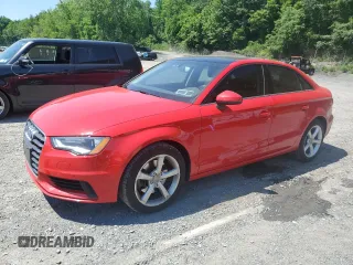 2015 Audi A3 Premium with VIN WAUACGFF2F1047403, listed as a Copart auction lot 62104235 with 91,397 mi miles and Salvage title. Bid and sale history available at DreamBid. Image 1.
