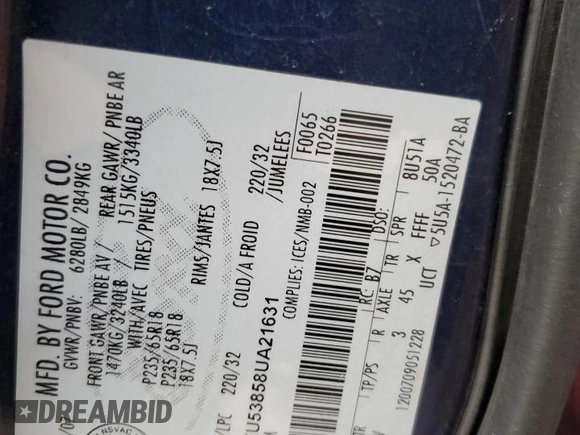 2008 Ford Explorer Sport Trac Limited with VIN 1FMEU53858UA21631, listed as a Copart auction lot 54077785 with Not provided miles and Salvage title. Bid and sale history available at DreamBid. Image 12.
