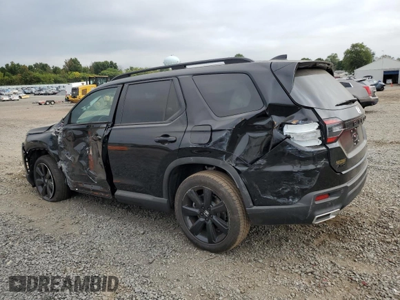 2025 Honda Pilot Black Edition with VIN 5FNYG1H92SB036901, listed as a Copart auction lot 75697454 with 5,994 mi miles and Salvage Title. Bid and sale history available at carsss.com. Image 2.