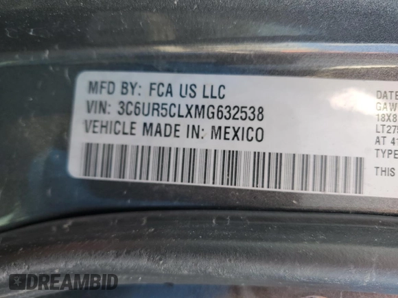 2021 Ram 2500 Tradesman z VIN 3C6UR5CLXMG632538, wystawiony jako Copart lot #86882244 z przebiegiem Nie podano mil oraz Szkoda całkowita • Salvage title. Historia ofert i sprzedaży dostępna na DreamBid. Obrazek 13.