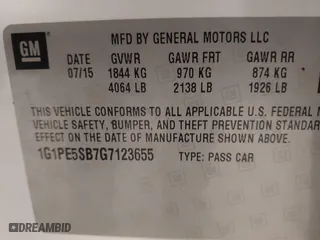 2016 Chevrolet Cruze Limited LT with VIN 1G1PE5SB7G7123655, listed as a IAAI auction lot 41664705 with 123,729 mi miles. Bid and sale history available at carsss.com. Image 9.