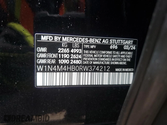 2024 Mercedes-Benz GLB 250 с VIN W1N4M4HB0RW374212, выставлен на аукционе Copart как лот 86526044 с пробегом 4 120 миль миль и Чистый • Clean title. История ставок и продаж доступна на DreamBid. Изображение 13.