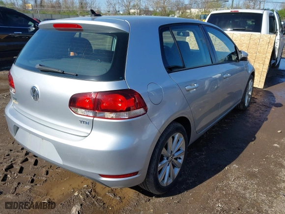 2013 Volkswagen Golf TDI with VIN WVWDM7AJ0DW138100, listed as a IAAI auction lot 41978728 with 103,264 mi miles. Bid and sale history available at carsss.com. Image 4.
