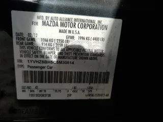 2012 Mazda 6 i Sport with VIN 1YVHZ8BH5C5M30814, listed as a Copart auction lot 53388795 with 194,897 mi miles and Salvage title. Bid and sale history available at DreamBid. Image 12.