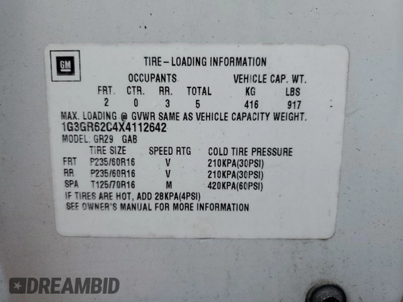 1999 Oldsmobile Aurora with VIN 1G3GR62C4X4112642, listed as a Copart auction lot 48176035 with 100,342 mi miles and Salvage Title. Bid and sale history available at DreamBid. Image 12.