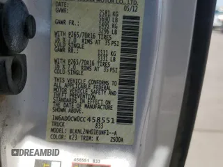 2012 Nissan Frontier SV z VIN 1N6AD0CW0CC458551, wystawiony jako Copart lot #73687094 z przebiegiem 129 461 mil mil oraz Szkoda całkowita • Salvage title. Historia ofert i sprzedaży dostępna na DreamBid. Obrazek 12.
