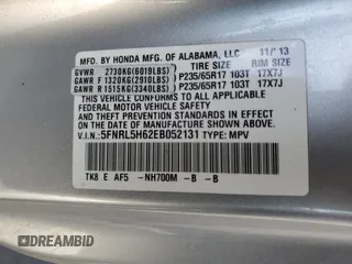 2014 Honda Odyssey EX-L with VIN 5FNRL5H62EB052131, listed as a Copart auction lot 49356065 with 138,551 mi miles and Salvage Title. Bid and sale history available at DreamBid. Image 13.