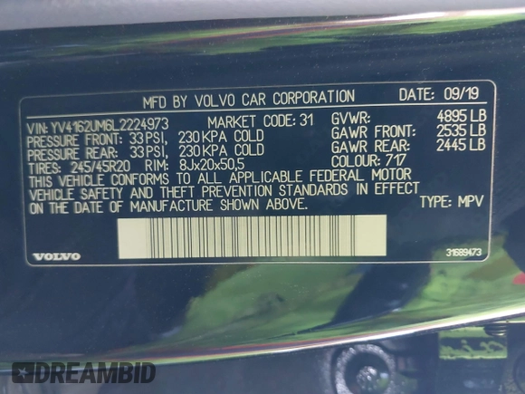 2020 Volvo XC40 R-Design с VIN YV4162UM6L2224973, выставлен на аукционе IAAI как лот 41646446 с пробегом 61 156 миль миль и . История ставок и продаж доступна на DreamBid. Изображение 9.