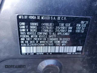 2022 Honda HR-V LX with VIN 3CZRU6H36NM717885, listed as a Copart auction lot 42835445 with 0 mi miles and Salvage Title. Bid and sale history available at carsss.com. Image 14.