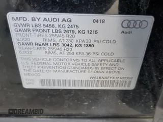 2018 Audi Q5 Premium Plus with VIN WA1BNAFYXJ2166359, listed as a Copart auction lot 82989284 with 94,283 mi miles and Salvage Title. Bid and sale history available at carsss.com. Image 13.