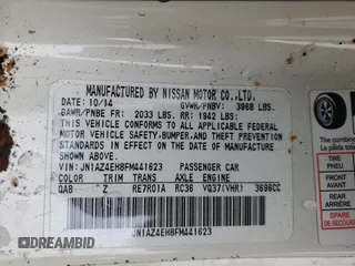 2015 Nissan 370Z with VIN JN1AZ4EH8FM441623, listed as a Copart auction lot 83181014 with 0 mi miles and Salvage Title. Bid and sale history available at carsss.com. Image 12.