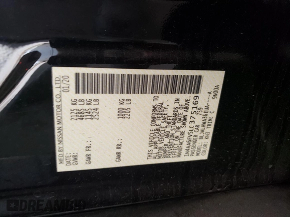 2020 Nissan Maxima Platinum with VIN 1N4AA6FV5LC375169, listed as a Copart auction lot 80644594 with 45,453 mi miles and Salvage Title. Bid and sale history available at DreamBid. Image 12.