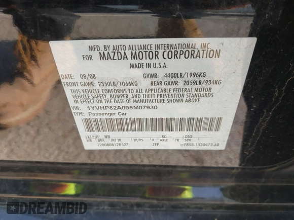 2009 Mazda 6 i Touring with VIN 1YVHP82A095M07930, listed as a IAAI auction lot 42129282 with 214,579 mi miles and . Bid and sale history available at DreamBid. Image 9.