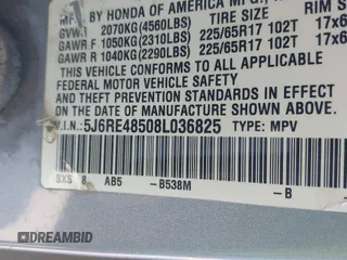 2008 Honda CR-V EX with VIN 5J6RE48508L036825, listed as a IAAI auction lot 41347839 with 227,165 mi miles. Bid and sale history available at carsss.com. Image 9.