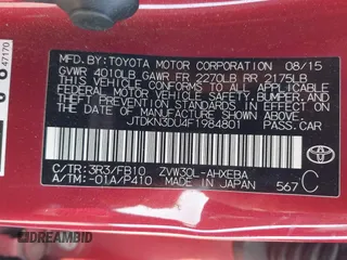 2015 Toyota Prius Four with VIN JTDKN3DU4F1984801, listed as a IAAI auction lot 41987017 with 79,183 mi miles. Bid and sale history available at carsss.com. Image 9.