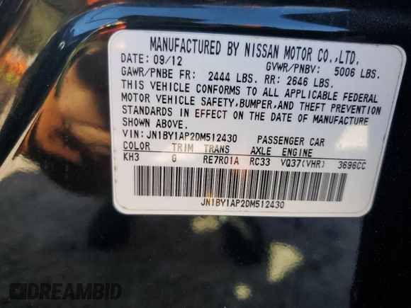 2013 Infiniti M37 with VIN JN1BY1AP2DM512430, listed as a Copart auction lot 78291964 with 239,217 mi miles and Salvage Title. Bid and sale history available at carsss.com. Image 12.