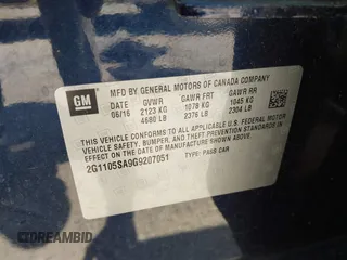 2016 Chevrolet Impala LT with VIN 2G1105SA9G9207051, listed as a IAAI auction lot 42032153 with 82,895 mi miles and . Bid and sale history available at DreamBid. Image 9.