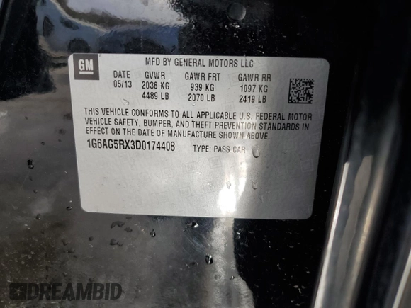 2013 Cadillac ATS z VIN 1G6AG5RX3D0174408, wystawiony jako Copart lot #49285005 z przebiegiem 164 773 mil mil oraz Szkoda całkowita • Salvage title. Historia ofert i sprzedaży dostępna na DreamBid. Obrazek 12.