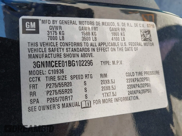 2011 Chevrolet Avalanche LS with VIN 3GNMCEE01BG102296, listed as a IAAI auction lot 42259168 with 183,888 mi miles and . Bid and sale history available at DreamBid. Image 9.