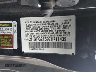 2007 Honda Civic Si with VIN 2HGFG21597H711439, listed as a IAAI auction lot 41891725 with 154,844 mi miles and . Bid and sale history available at DreamBid. Image 9.